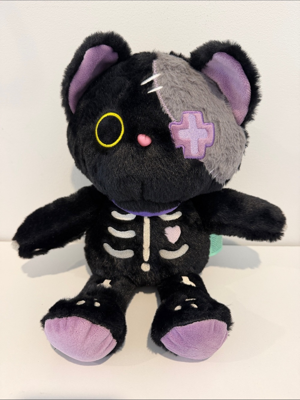 Black & Purple Skeleton Cat Kids stuffed animal